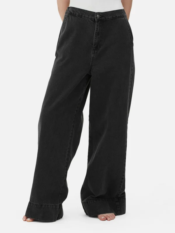 Primark Stretch Wide Leg Jeans Barely Black Cheap