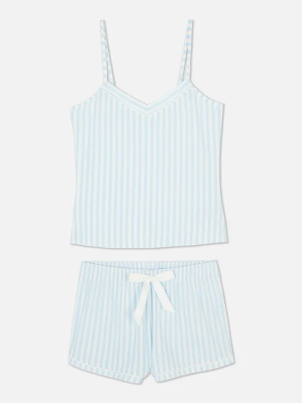 Primark Striped Cami Pajamas Mid Blue Best