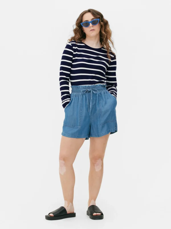 Primark Striped Long Sleeve T-Shirt Dark Blue Hot
