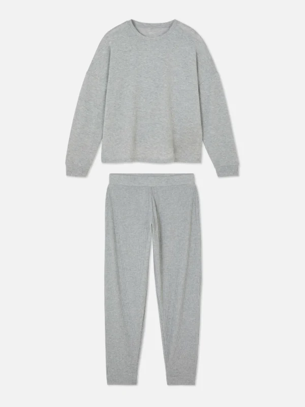 Primark Super Soft Long Pajamas Gray Heather Best Sale