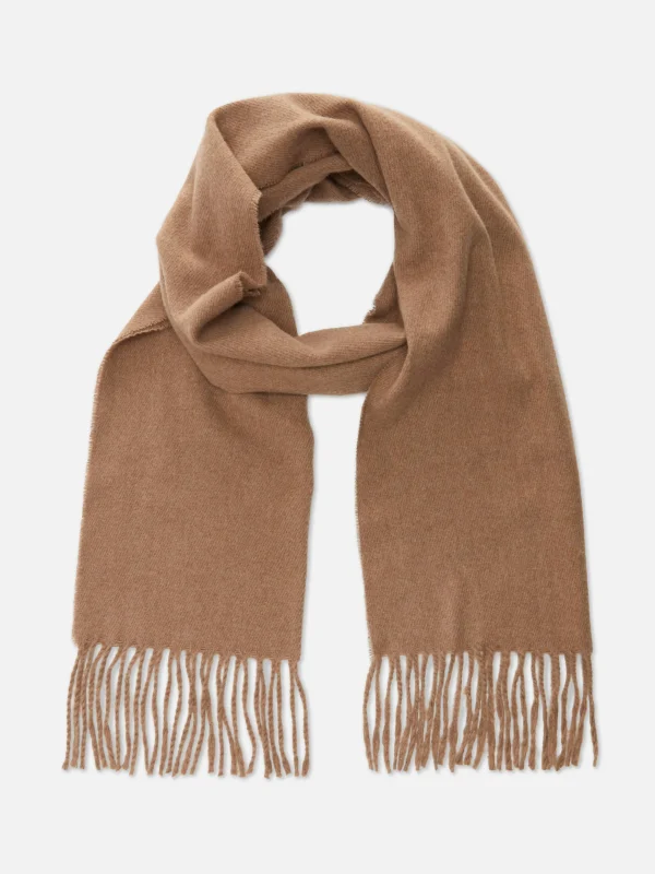 Primark Tasseled Woven Scarf Camel Flash Sale