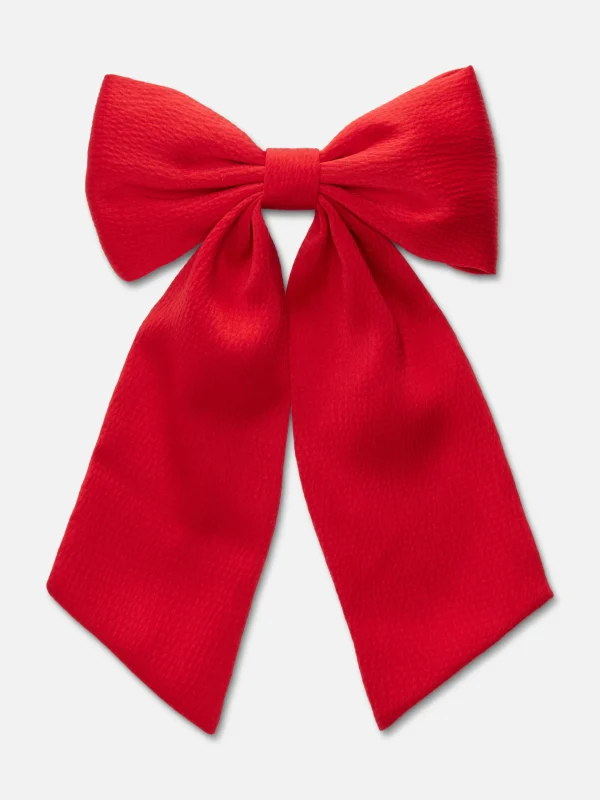 Primark Textu Bow Hair Clip Red Clearance