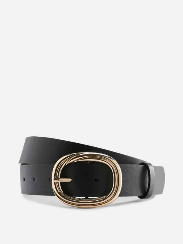 Primark Textured Round Buckle Belt Black Hot