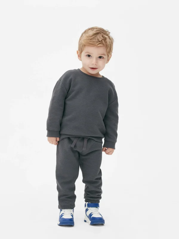 Primark Textured Sweatshirt And Joggers Set Charcoal Shop