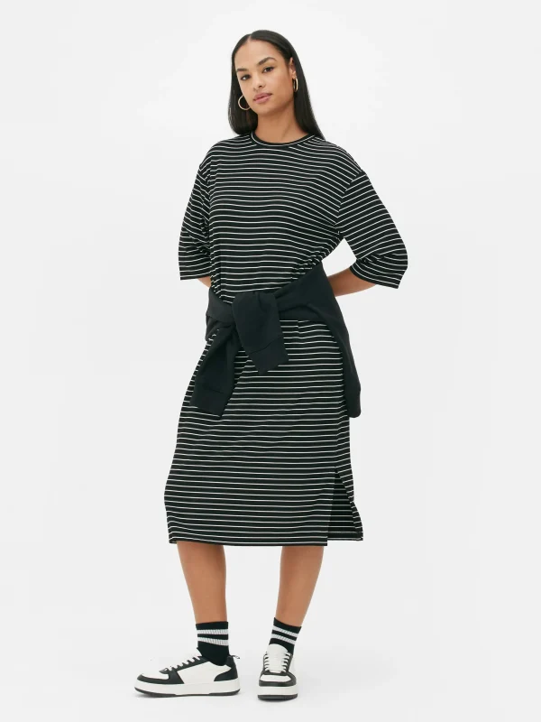 Primark The Edit T-Shirt Midi Dress Black/White Cheap