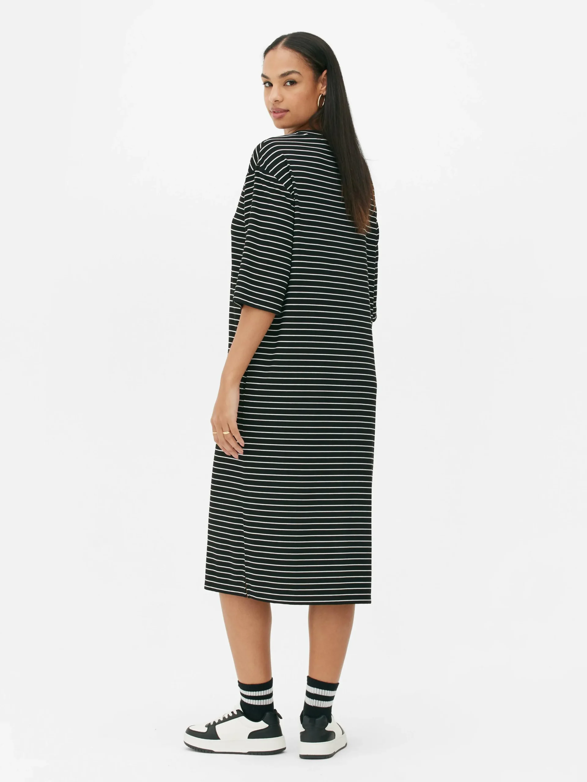 Primark The Edit T-Shirt Midi Dress Black/White Cheap