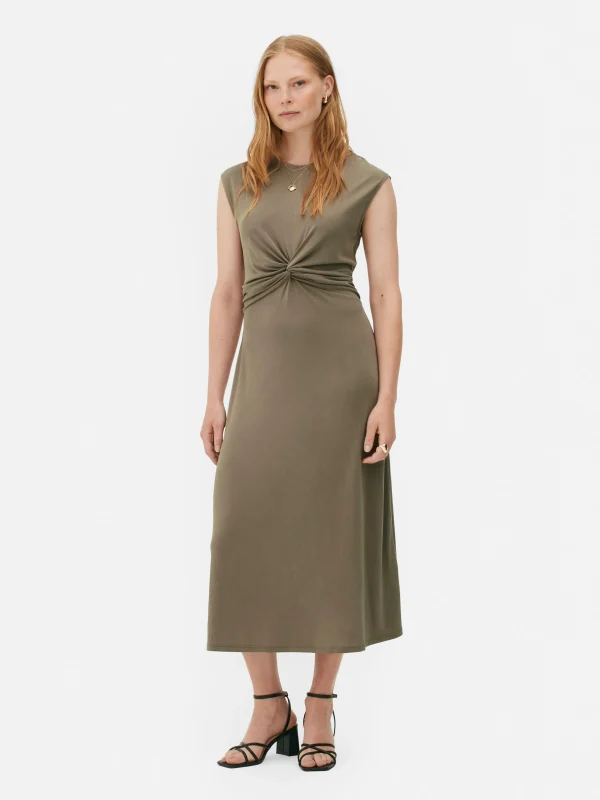 Primark The Edit Twist Jersey Dress Taupe Outlet