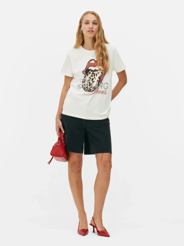 Primark The Rolling Stones Leopard T-Shirt Ivory Best