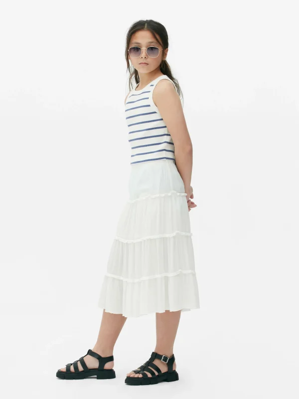 Primark Tiered A-Line Midi Skirt White Store