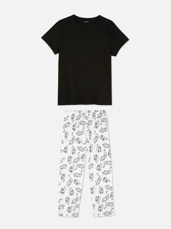 Primark T-Shirt And Joggers Pajamas Black Best Sale