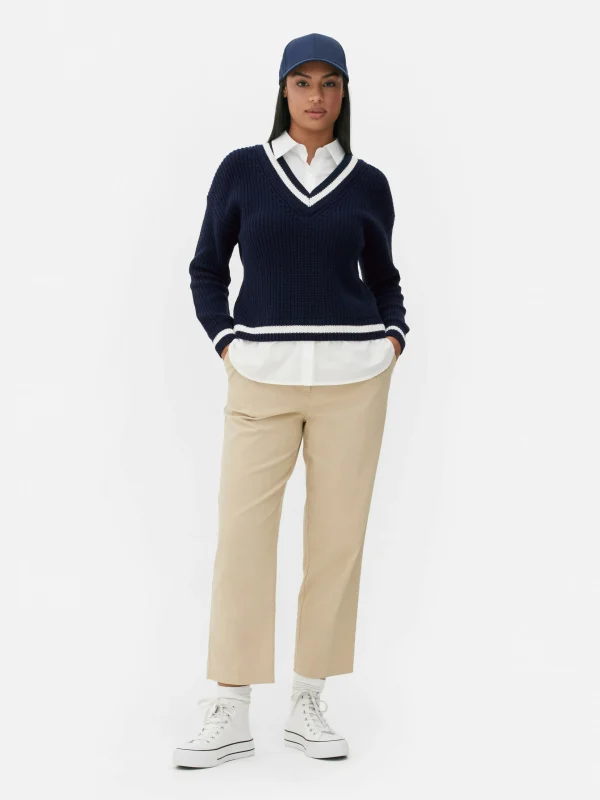 Primark Two-in-One Preppy Pullover And Shirt Navy Online