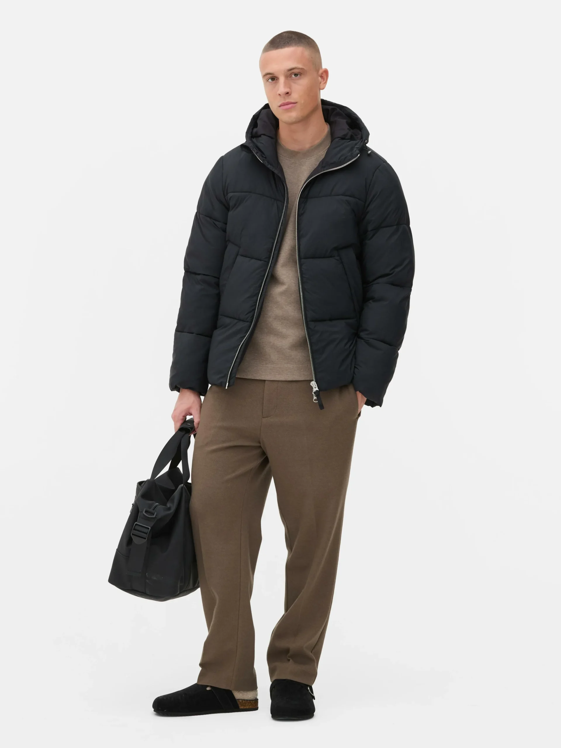 Primark Two-Way Zip Puffer Jacket Black Best Sale