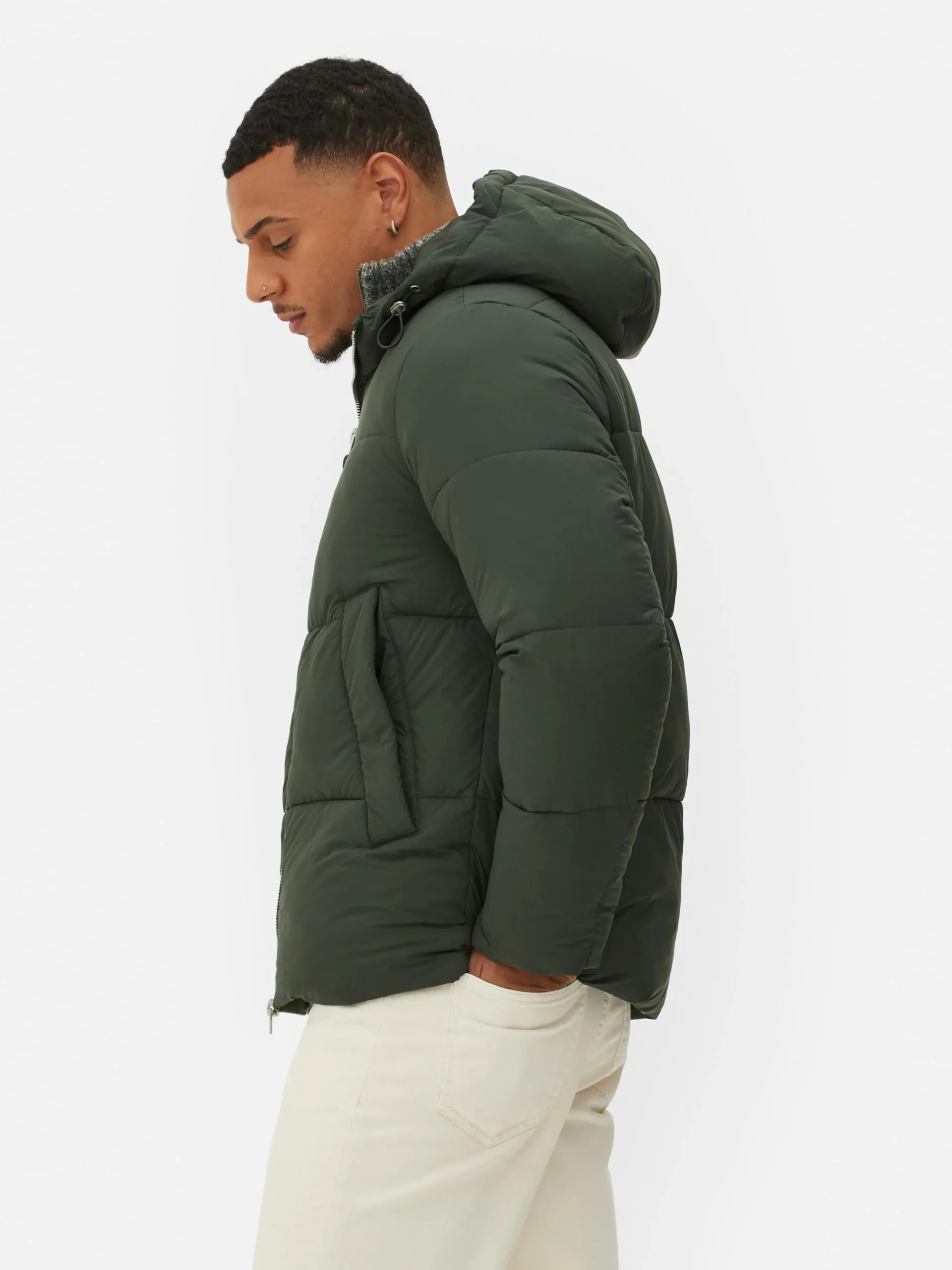 Primark Two-Way Zip Puffer Jacket Olive Shop