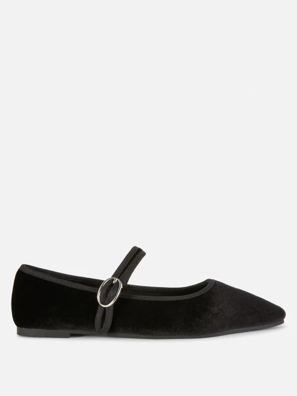 Primark Velvet Mary Jane Flats Black Outlet