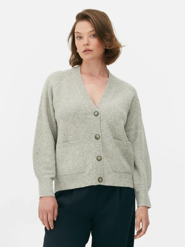 Primark V-Neck Boyfriend Cardigan Gray Outlet