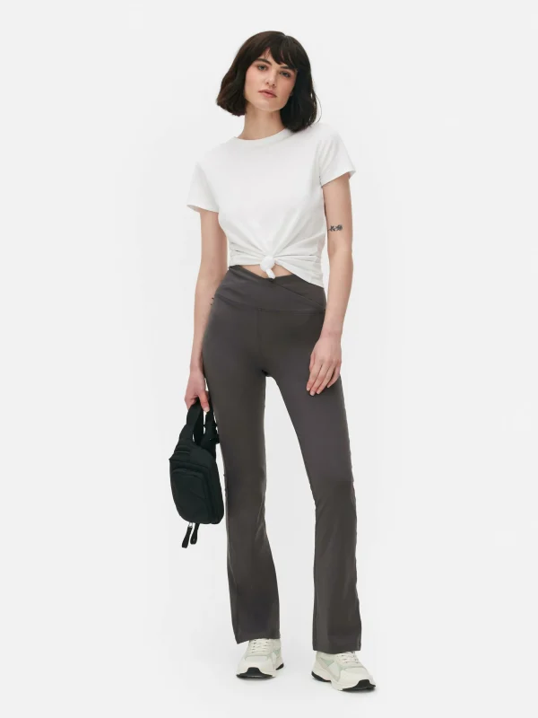 Primark V-Waist Flared Yoga Leggings Charcoal Hot