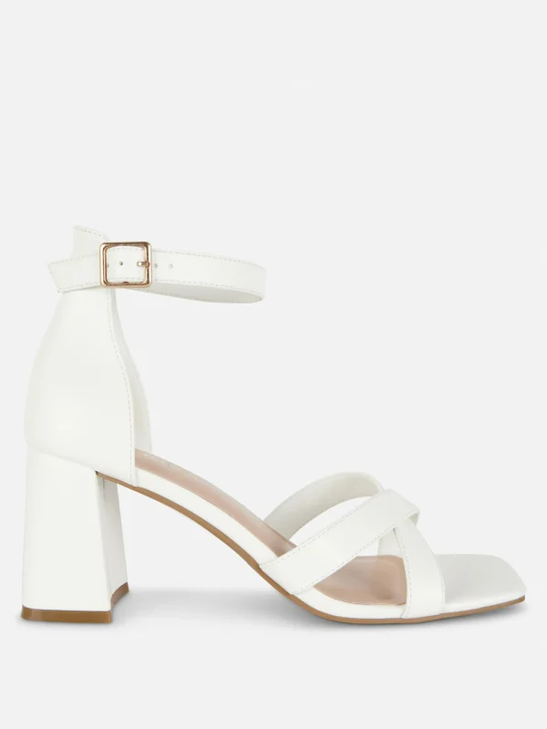 Primark Wide Fit Cross Strap Heels White Outlet