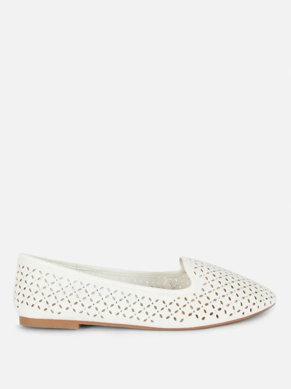 Primark Wide Fit Laser Cut Flats White Best