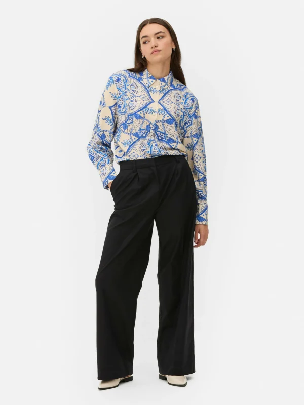 Primark Wide Leg Chinos Black Best Sale